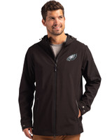 Philadelphia Eagles Cutter & Buck Camano Everyday Stretch Recycled Mens Water Resistant Jacket Black Front