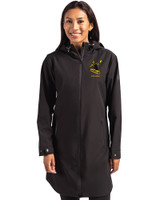 Pittsburgh Steelers Historic Cutter & Buck Camano Everyday Stretch Recycled Womens Water Resistant Jacket Black Front