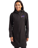 Buffalo Bills Cutter & Buck Camano Everyday Stretch Recycled Womens Water Resistant Jacket Black Front