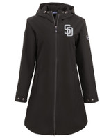 San Diego Padres Mono Cutter & Buck Camano Everyday Stretch Recycled Womens Water Resistant Jacket BL_MANN_HG 1