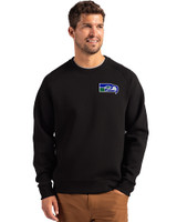 Seattle Seahawks Historic Cutter & Buck Roam Epic Versatility Recycled Crew Neck Mens Pullover Black Front