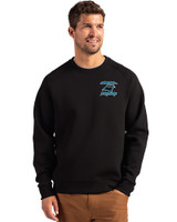 Carolina Panthers Historic Cutter & Buck Roam Epic Versatility Recycled Crew Neck Mens Pullover Black Front
