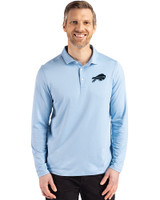 Buffalo Bills Mono Cutter & Buck Coastline Epic Comfort Recycled Mens Long Sleeve Polo Atlas Light Blue Front