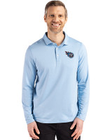 Tennessee Titans Cutter & Buck Coastline Epic Comfort Recycled Mens Long Sleeve Polo Atlas Light Blue Front