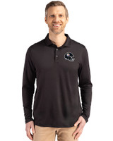 Pittsburgh Steelers NFL Helmet Cutter & Buck Coastline Epic Comfort Recycled Mens Long Sleeve Polo Black Front