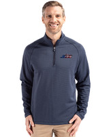 New York Jets Americana - Cutter & Buck Peshastin Fleece Recycled Mens Half Zip Pullover Navy Blue Heather Front