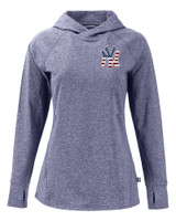New York Yankees Stars & Stripes Cutter & Buck Adapt Knit Recycled Womens Heathered Hooded Pullover NVH_MANN_HG 1