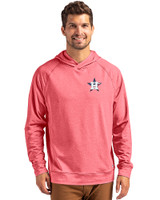 Houston Astros Stars & Stripes Cutter & Buck Adapt Knit Recycled Mens Heathered Hooded Pullover Cardinal Red Heather Front