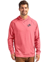 Detroit Lions Americana Cutter & Buck Adapt Recycled Soft Knit Stretch Mens Heathered Hooded Pullover Cardinal Red Heather Front