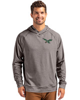 Philadelphia Eagles Historic -  Cutter & Buck Adapt Knit Recycled Mens Heathered Hooded Pullover Black Heather Front
