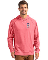 Boston Red Sox Stars & Stripes Cutter & Buck Adapt Knit Recycled Mens Heathered Hooded Pullover Cardinal Red Heather Front