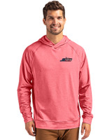 New York Jets Americana - Cutter & Buck Adapt Knit Recycled Mens Heathered Hooded Pullover Cardinal Red Heather Front