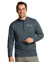 Baltimore Ravens Cutter & Buck Holman Stripe Mens Big and Tall Half Zip Black Heather Front