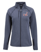 New York Yankees Stars & Stripes Cutter & Buck Peshastin Fleece Recycled Womens Full Zip Jacket NVH_MANN_HG 1