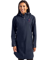 Jacksonville Jaguars Americana Cutter & Buck Camano Everyday Stretch Recycled Womens Water Resistant Jacket Navy Blue Front