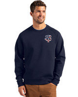 Minnesota Twins Stars & Stripes Cutter & Buck Roam Epic Versatility Recycled Crew Neck Mens Pullover Navy Blue Front