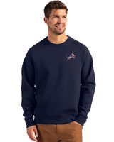 Detroit Lions Americana Cutter & Buck Roam Epic Versatility Recycled Crew Neck Mens Pullover Navy Blue Front