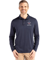 New Orleans Saints Americana Cutter & Buck Coastline Epic Comfort Recycled Mens Long Sleeve Polo Navy Blue Front