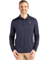 Tampa Bay Buccaneers Americana Cutter & Buck Coastline Epic Comfort Recycled Mens Long Sleeve Polo Navy Blue Front