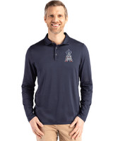 Los Angeles Angels Stars & Stripes Cutter & Buck Coastline Epic Comfort Recycled Mens Long Sleeve Polo Navy Blue Front