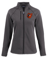 Baltimore Orioles Cooperstown Cutter & Buck Peshastin Fleece Recycled Womens Full Zip Jacket BLH_MANN_HG 1