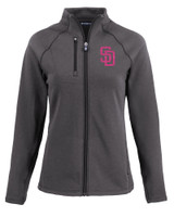 San Diego Padres City Connect Cutter & Buck Peshastin Fleece Recycled Womens Full Zip Jacket BLH_MANN_HG 1