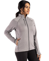 Minnesota Twins Cutter & Buck Peshastin Fleece Recycled Womens Full Zip Jacket Elemental Grey Heather Side