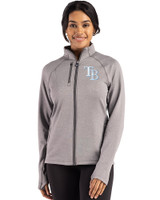 Tampa Bay Rays Cutter & Buck Peshastin Fleece Recycled Womens Full Zip Jacket Elemental Grey Heather Front