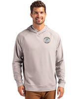 Milwaukee Brewers Cooperstown Cutter & Buck Adapt Recycled Soft Knit Stretch Mens Heathered Hooded Pullover Polished Heather Front