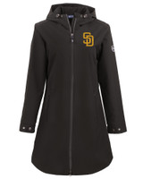 San Diego Padres Cutter & Buck Camano Everyday Stretch Recycled Womens Water Resistant Jacket BL_MANN_HG 1