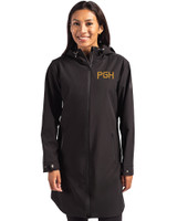 Pittsburgh Pirates City Connect Cutter & Buck Camano Everyday Stretch Recycled Womens Water Resistant Jacket Black Front