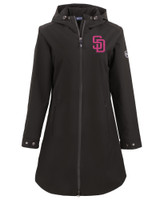 San Diego Padres City Connect Cutter & Buck Camano Everyday Stretch Recycled Womens Water Resistant Jacket BL_MANN_HG 1