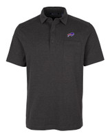 Buffalo Bills Cutter & Buck Advantage Tri-Blend Jersey Mens Big and Tall Pocket Polo Black Heather Mannequin