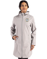 Milwaukee Brewers Cooperstown Cutter & Buck Camano Everyday Stretch Recycled Womens Water Resistant Jacket Polished Medium Gray Front