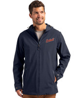 Detroit Tigers Cooperstown Cutter & Buck Camano Everyday Stretch Recycled Mens Water Resistant Jacket Navy Blue Front
