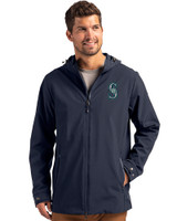 Seattle Mariners Cutter & Buck Camano Everyday Stretch Recycled Mens Water Resistant Jacket Navy Blue Front