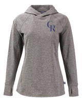 Colorado Rockies Cutter & Buck Adapt Knit Recycled Womens Heathered Hooded Pullover BLH_MANN_HG 1