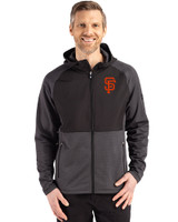 San Francisco Giants Cutter & Buck Peshastin Fleece Recycled Mens Hybrid Jacket Black Heather Front