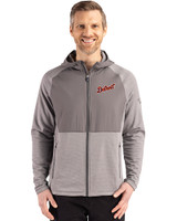 Detroit Tigers Cooperstown Cutter & Buck Peshastin Fleece Recycled Mens Hybrid Jacket Elemental Grey Heather Front