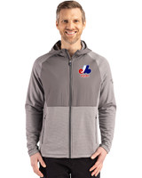 Montreal Expos Cooperstown Cutter & Buck Peshastin Fleece Recycled Mens Hybrid Jacket Elemental Grey Heather Front