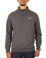 Denver Broncos Cutter & Buck Saturday Cotton Blend Mens Big and Tall  Mock Pullover Sweatshirt Charcoal Heather Front