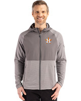 Houston Astros Cutter & Buck Peshastin Fleece Recycled Mens Hybrid Jacket Elemental Grey Heather Front