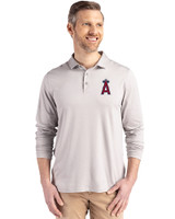 Los Angeles Angels Cutter & Buck Coastline Epic Comfort Recycled Mens Long Sleeve Polo CONCRETE Front