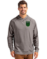 Austin FC - Cutter & Buck Adapt Knit Recycled Mens Heathered Hooded Pullover Black Heather Front