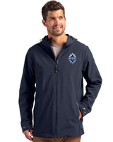 Vancouver Whitecaps FC Cutter & Buck Camano Everyday Stretch Recycled Mens Water Resistant Jacket Navy Blue Front