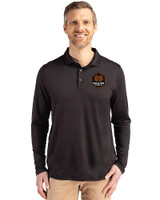 Houston Dynamo FC Cutter & Buck Coastline Epic Comfort Recycled Mens Long Sleeve Polo Black Front