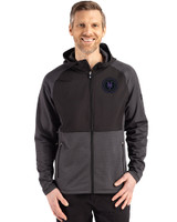 NY Mets City Connect Cutter & Buck Peshastin Fleece Recycled Mens Hybrid Jacket Black Heather Front
