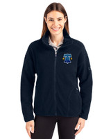 Philadelphia Phillies City Connect Cutter & Buck Cascade Epic Comfort Recycled Sherpa Fleece Womens Full Zip Jacket Navy Blue Front