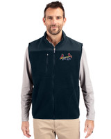 St. Louis Cardinals City Connect Cutter & Buck Cascade Eco Sherpa Mens Big and Tall Fleece Vest Navy Blue Front
