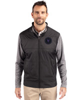 NY Mets City Connect Cutter & Buck Stealth Hybrid Quilted Mens Big and Tall Full Zip Windbreaker Jacket Black Front